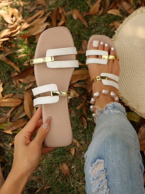 women leather white sandal