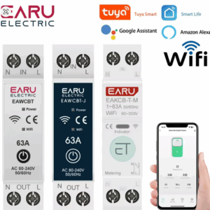 Tuya WiFi قطاع دارة ذكي MCB 1P + N 63A الموقت الطاقة الطاقة كيلوواط ساعة الجهد
